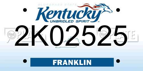 2K02525 Kentucky License Plate