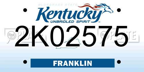 2K02575 Kentucky License Plate