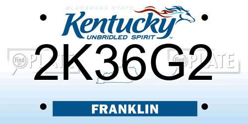 2K36G2 Kentucky License Plate