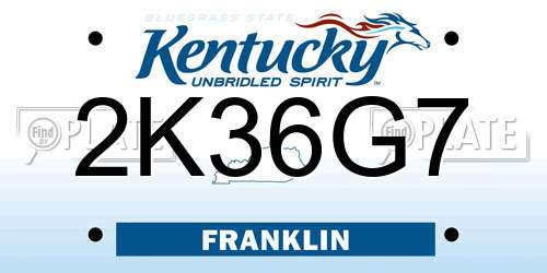 2K36G7 Kentucky License Plate