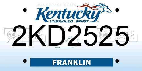 2KD2525 Kentucky License Plate
