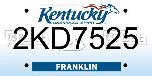 2KD7525 Kentucky License Plate