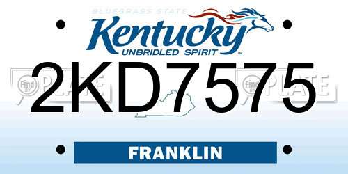 2KD7575 Kentucky License Plate