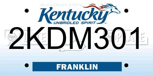 2KDM301 Kentucky License Plate