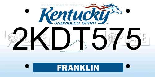 2KDT575 Kentucky License Plate