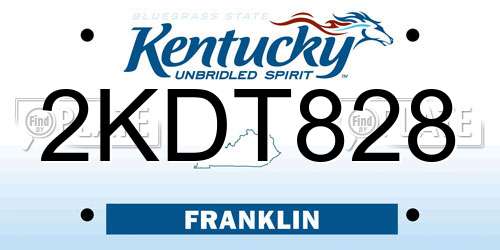 2KDT828 Kentucky License Plate