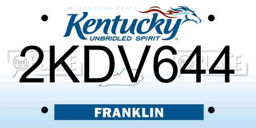 2KDV644 Kentucky License Plate