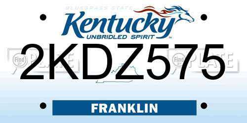 2KDZ575 Kentucky License Plate