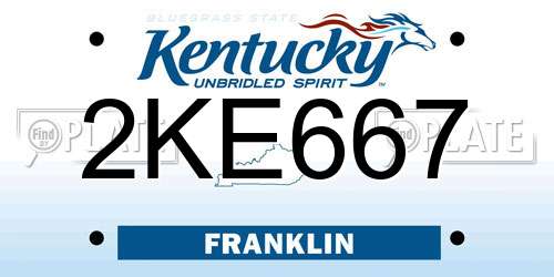 2KE667 Kentucky License Plate