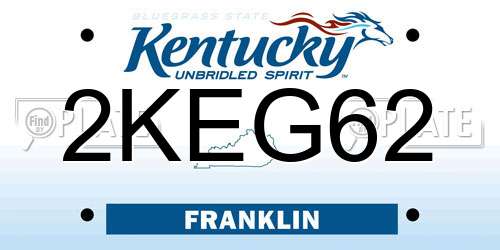 2KEG62 Kentucky License Plate