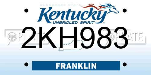2KH983 Kentucky License Plate