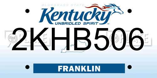 2KHB506 Kentucky License Plate