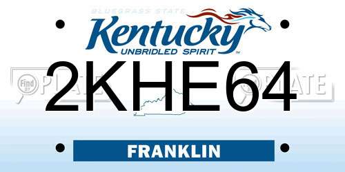 2KHE64 Kentucky License Plate