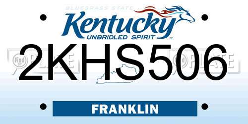 2KHS506 Kentucky License Plate