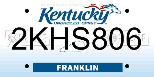 2KHS806 Kentucky License Plate