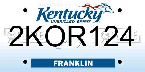 2KOR124 Kentucky License Plate