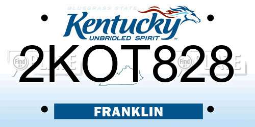 2KOT828 Kentucky License Plate