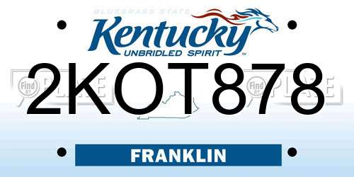 2KOT878 Kentucky License Plate