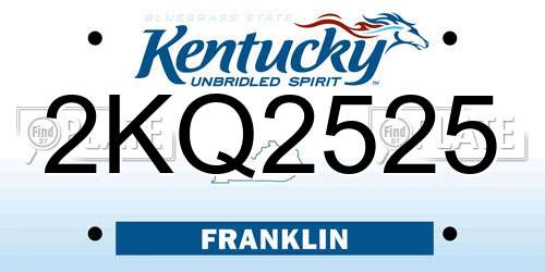 2KQ2525 Kentucky License Plate