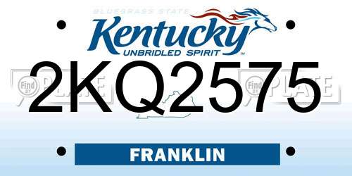 2KQ2575 Kentucky License Plate
