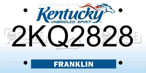 2KQ2828 Kentucky License Plate