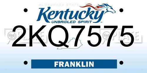 2KQ7575 Kentucky License Plate