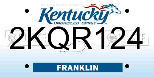 2KQR124 Kentucky License Plate