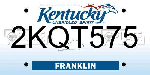 2KQT575 Kentucky License Plate
