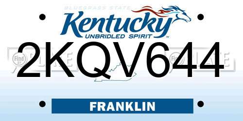 2KQV644 Kentucky License Plate