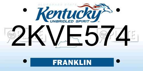 2KVE574 Kentucky License Plate