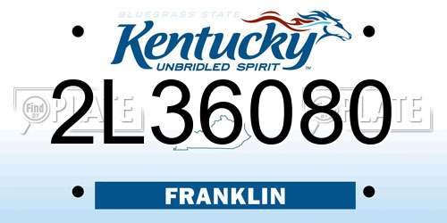 2L36080 Kentucky License Plate