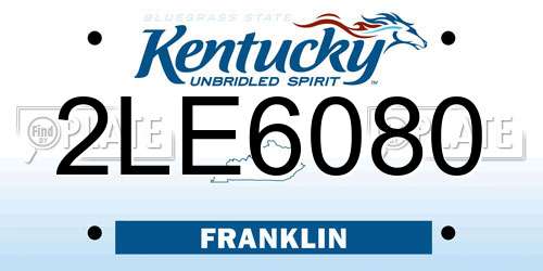 2LE6080 Kentucky License Plate