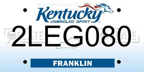 2LEG080 Kentucky License Plate