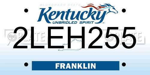 2LEH255 Kentucky License Plate