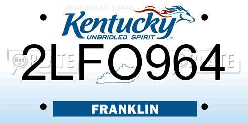 2LFO964 Kentucky License Plate