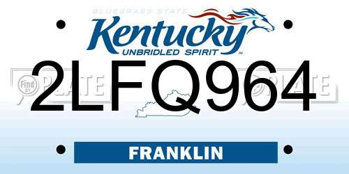 2LFQ964 Kentucky License Plate