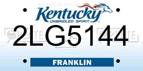 2LG5144 Kentucky License Plate