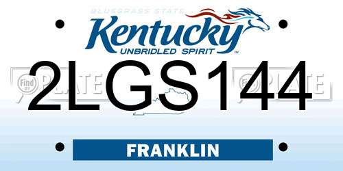 2LGS144 Kentucky License Plate