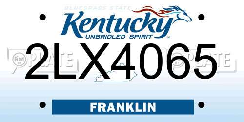 2LX4065 Kentucky License Plate