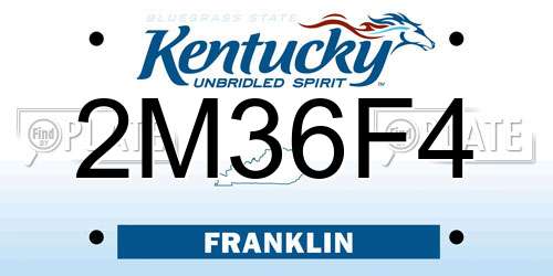 2M36F4 Kentucky License Plate