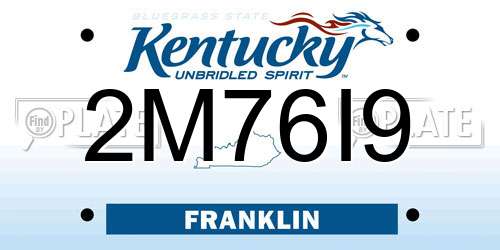 2M76I9 Kentucky License Plate
