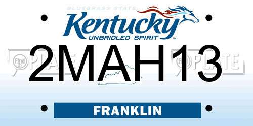 2MAH13 Kentucky License Plate