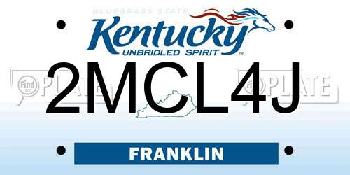 2MCL4J Kentucky License Plate