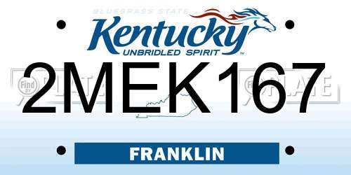2MEK167 Kentucky License Plate