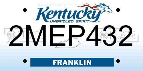 2MEP432 Kentucky License Plate