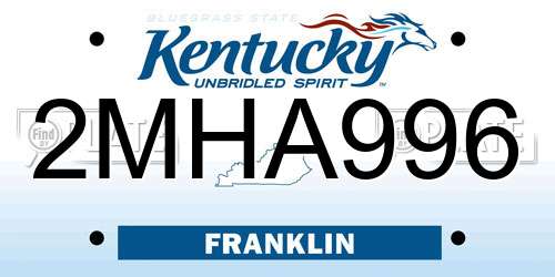 2MHA996 Kentucky License Plate