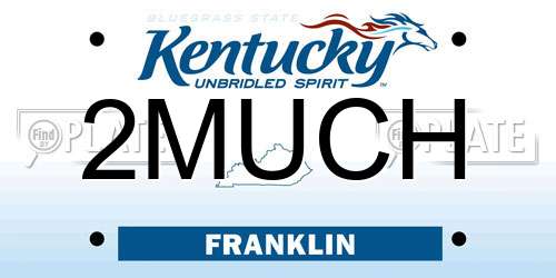 2MUCH Kentucky License Plate