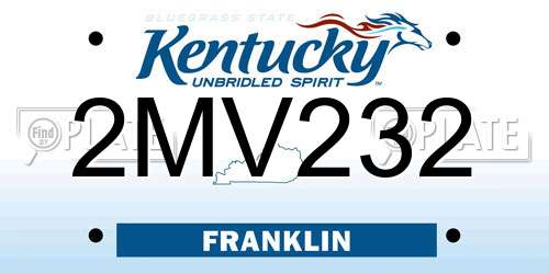 2MV232 Kentucky License Plate