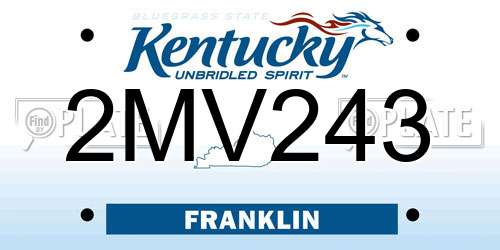 2MV243 Kentucky License Plate