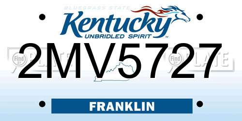 2MV5727 Kentucky License Plate